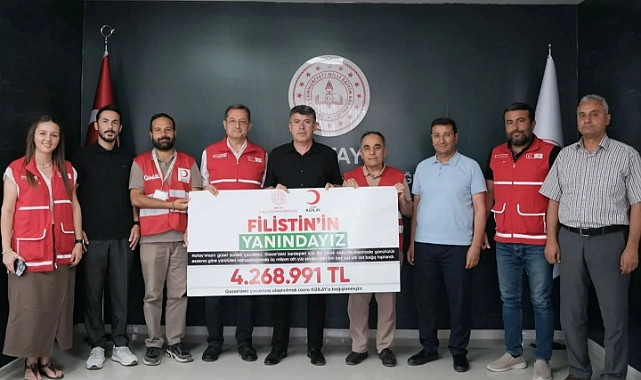 Hatay’da eğitim camiasının öncülüğünde yürütülen yardım kampanyası, Gazze’deki mazlumlar için